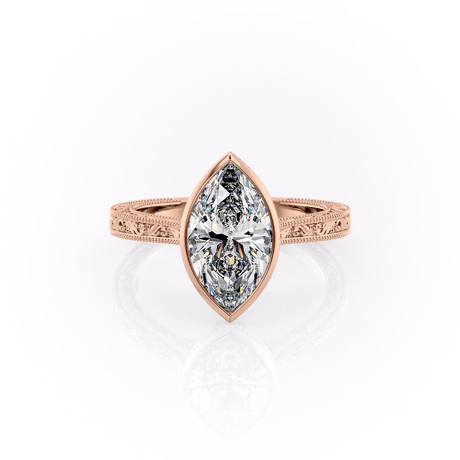 The Bezel Sierra Set With A 5 Carat Marquise Moissanite
