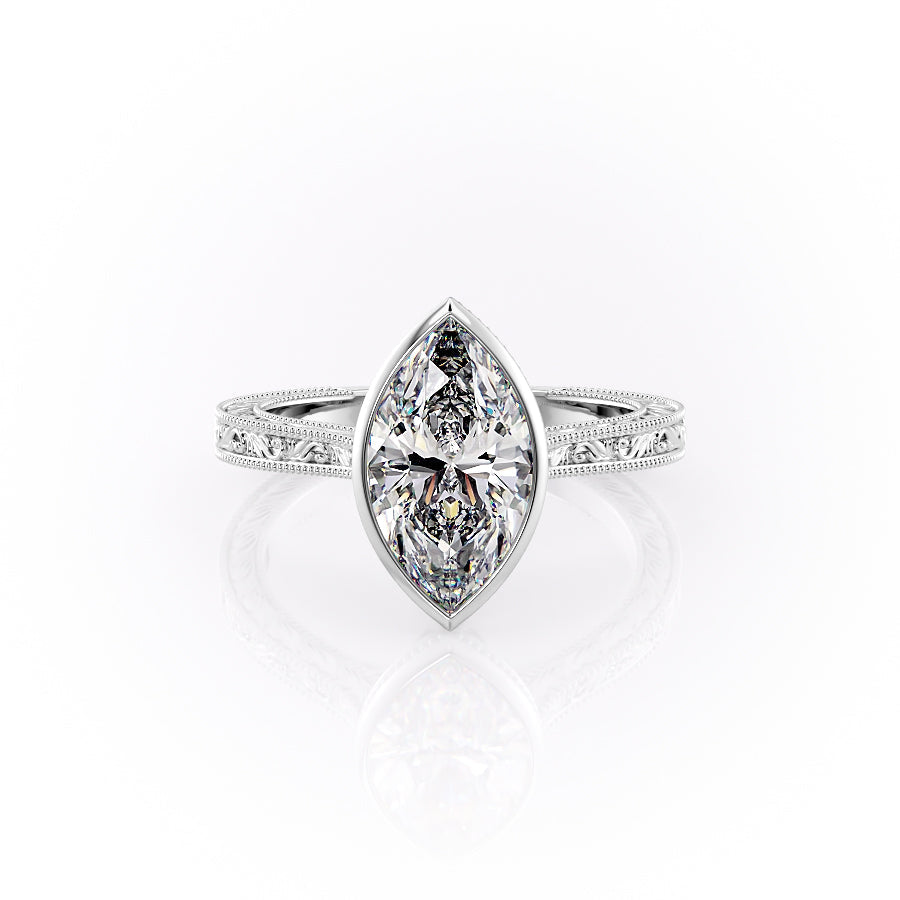 The Bezel Sierra Set With A 1 Carat Marquise Moissanite