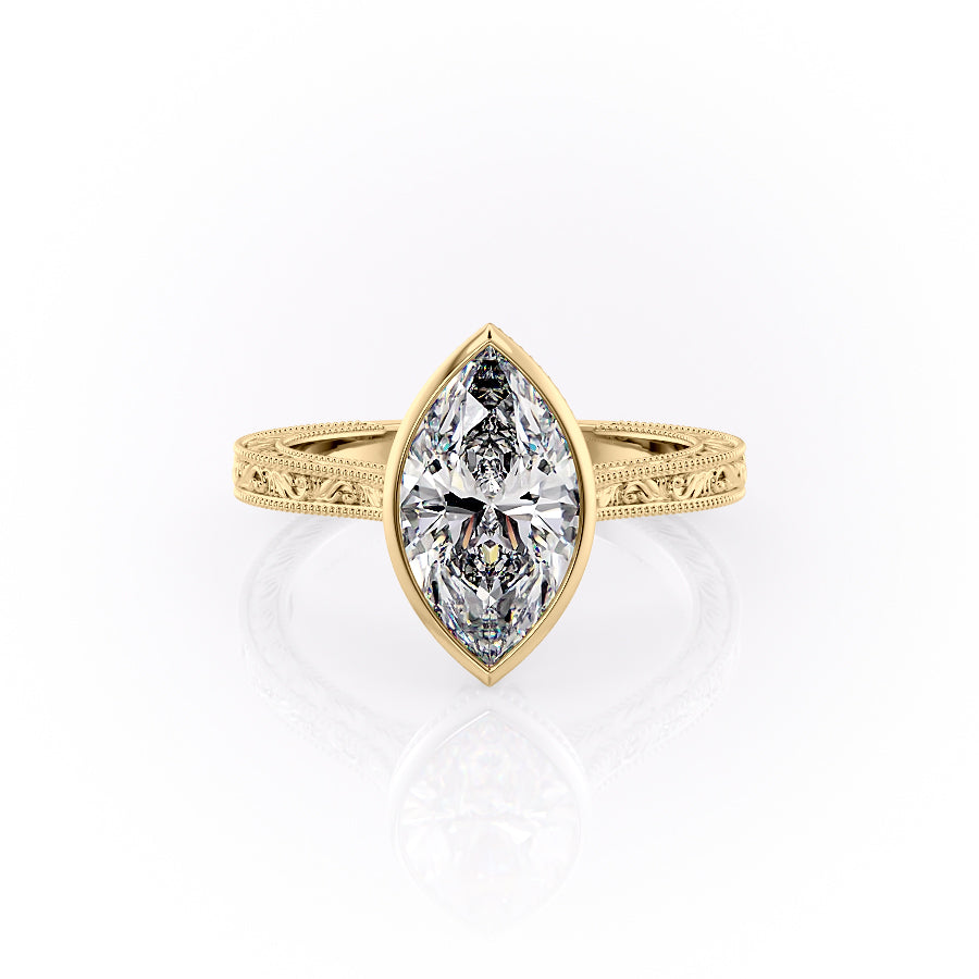 The Bezel Sierra Set With A 1.5 Carat Marquise Moissanite
