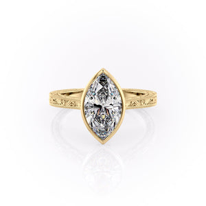 The Bezel Sierra Set With A 3 Carat Marquise Moissanite
