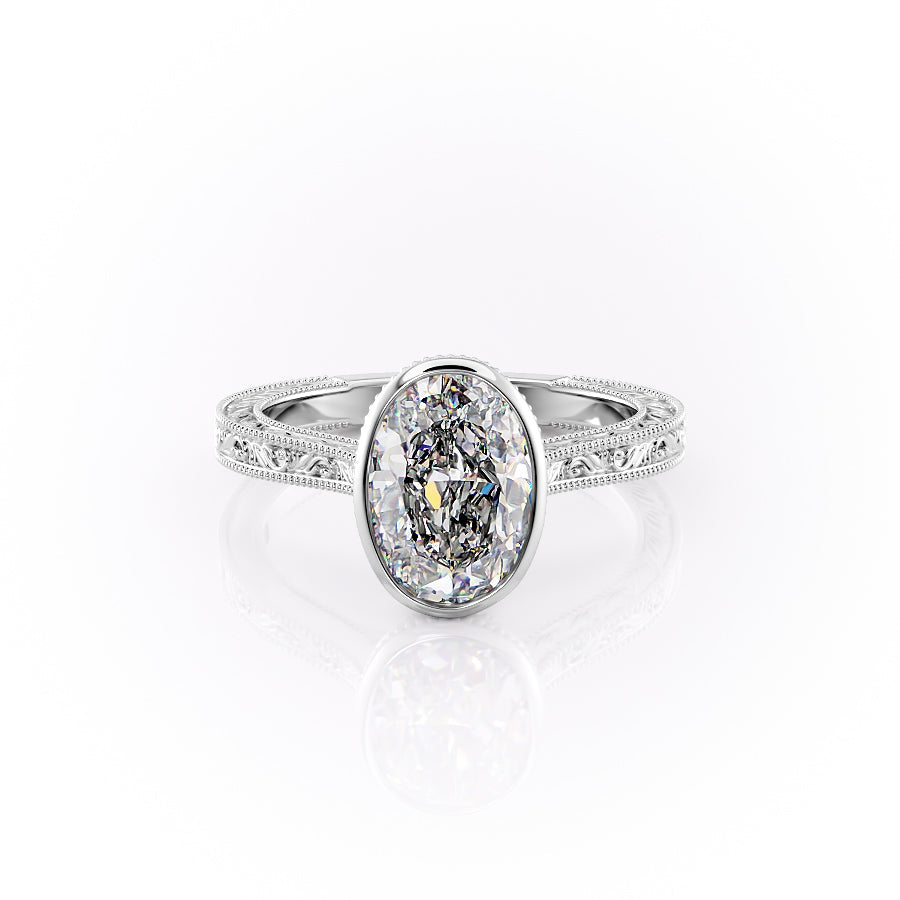 The Bezel Sierra Set With A 2 Carat Oval Moissanite