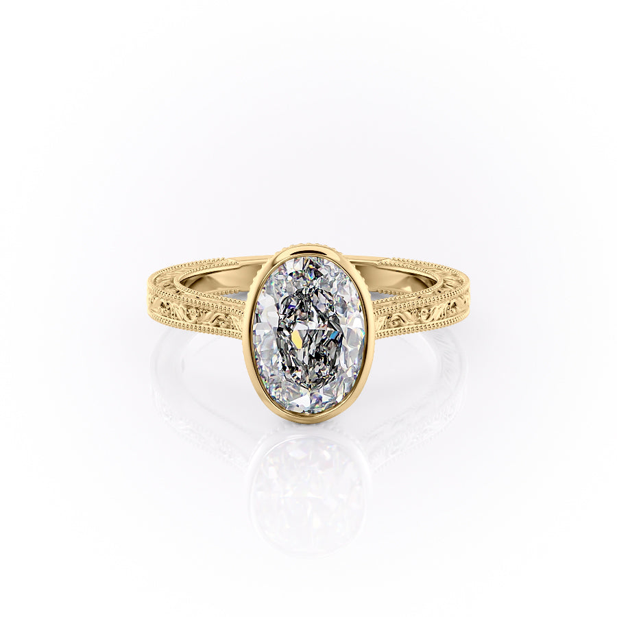 The Bezel Sierra Set With A 5 Carat Oval Moissanite
