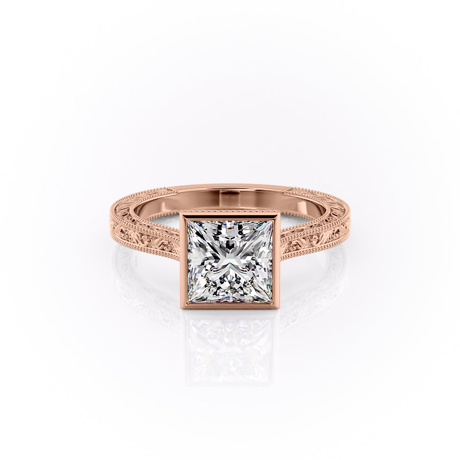 The Bezel Sierra Set With A 3 Carat Princess Moissanite