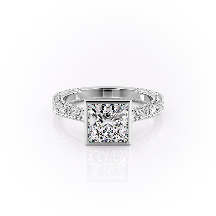 The Bezel Sierra Set With A 4.5 Carat Princess Moissanite