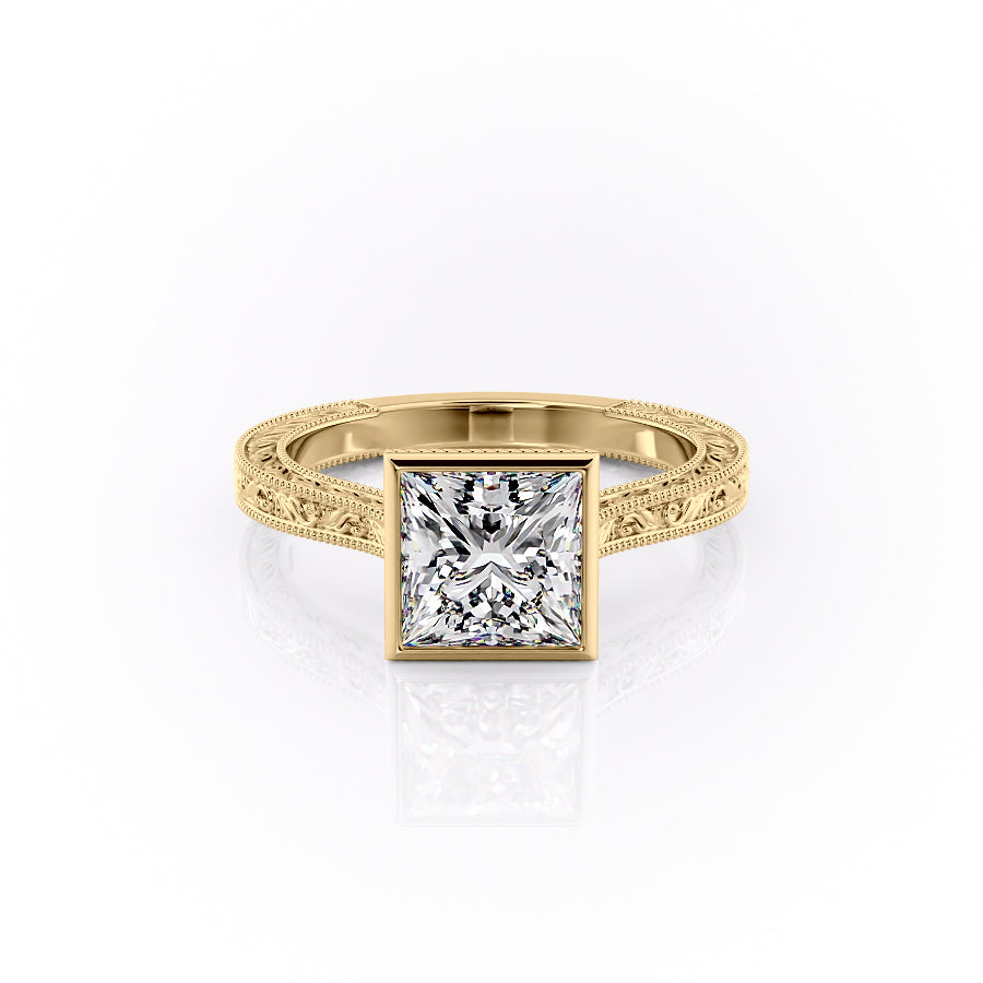 The Bezel Sierra Set With A 3.5 Carat Princess Moissanite