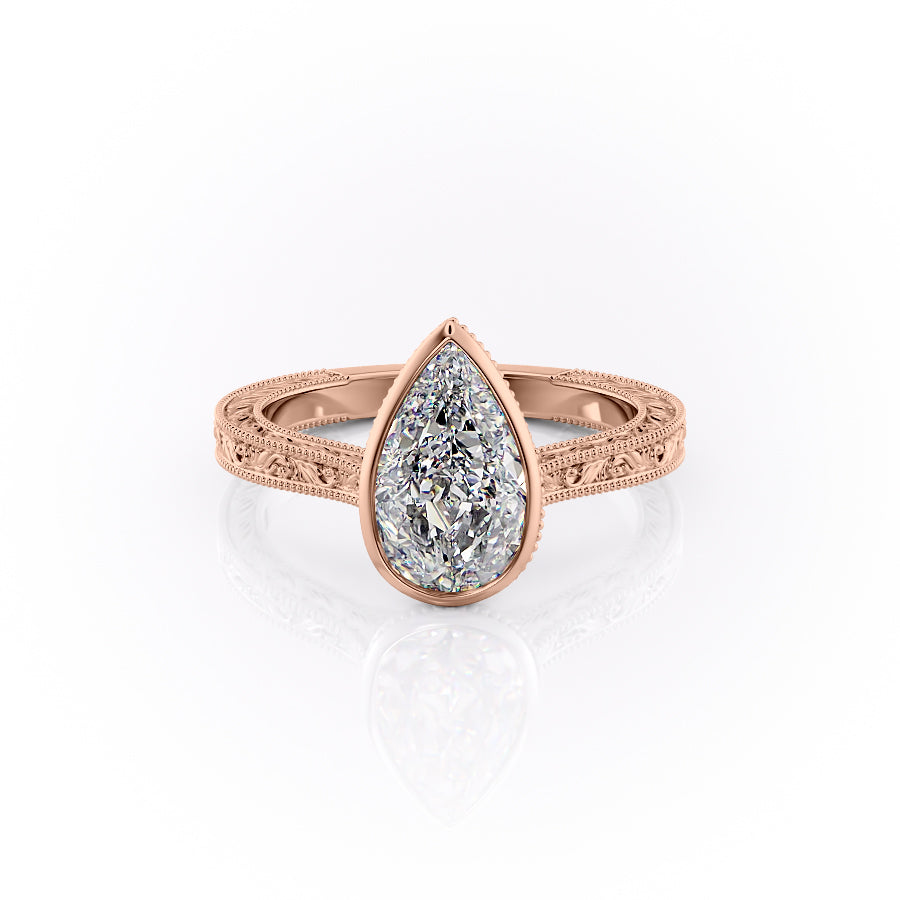 The Bezel Sierra Set With A 2 Carat Pear Moissanite