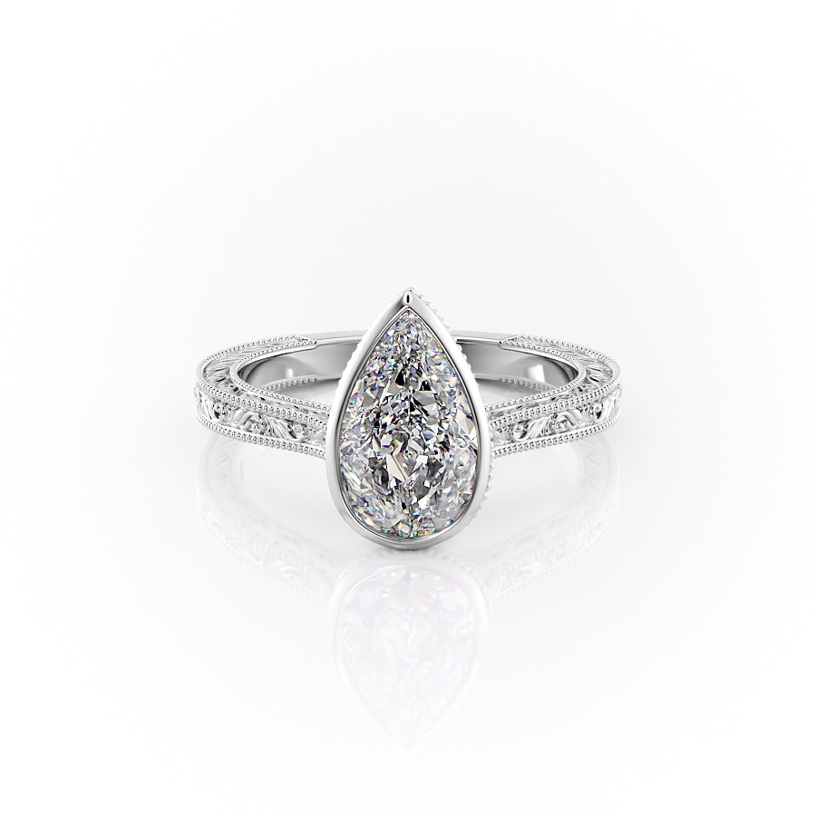 The Bezel Sierra Set With A 5 Carat Pear Moissanite