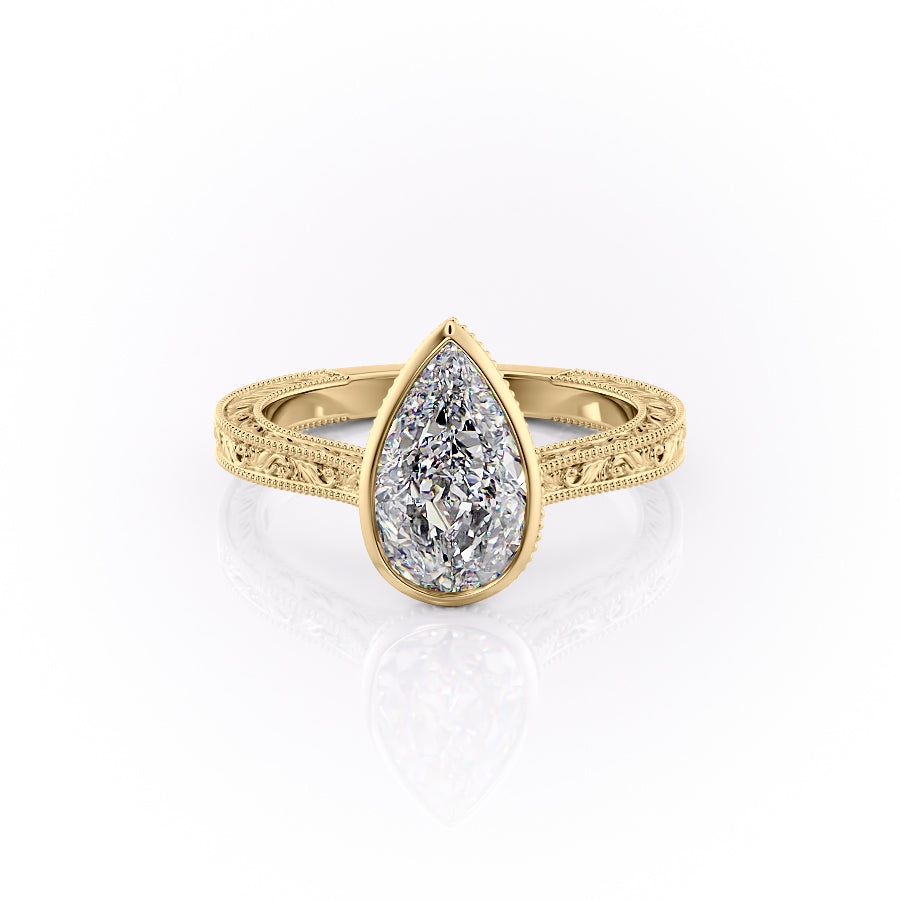 The Bezel Sierra Set With A 4.5 Carat Pear Moissanite
