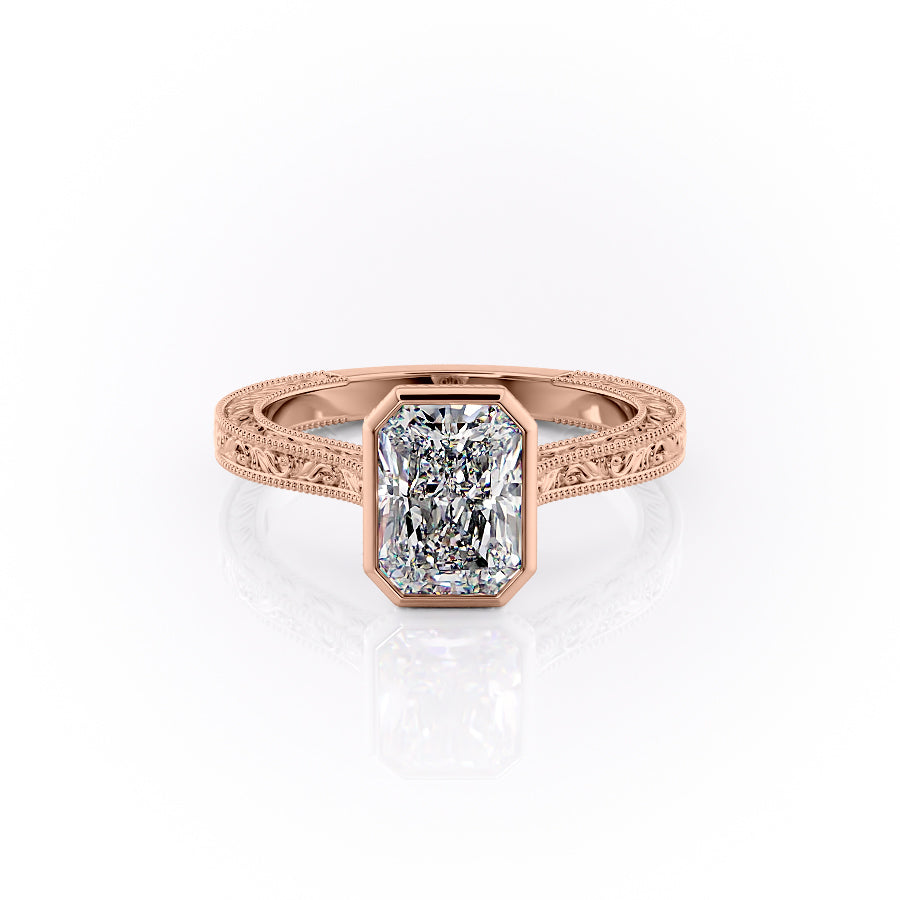 The Bezel Sierra Set With A 2.5 Carat Radiant Moissanite