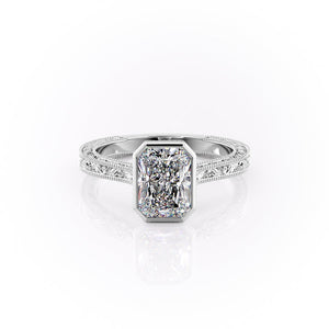 The Bezel Sierra Set With A 3.5 Carat Radiant Moissanite