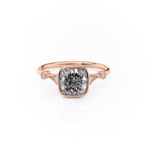 The Bezel Amber Set With A 1.5 Carat Cushion Moissanite