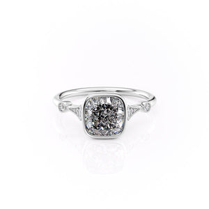 The Bezel Amber Set With A 1.5 Carat Cushion Moissanite