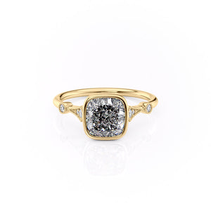 The Bezel Amber Set With A 1.5 Carat Cushion Moissanite