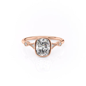 The Bezel Amber Set With A 1.5 Carat Elongated Cushion Moissanite