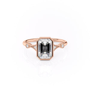 The Bezel Amber Set With A Emerald Moissanite