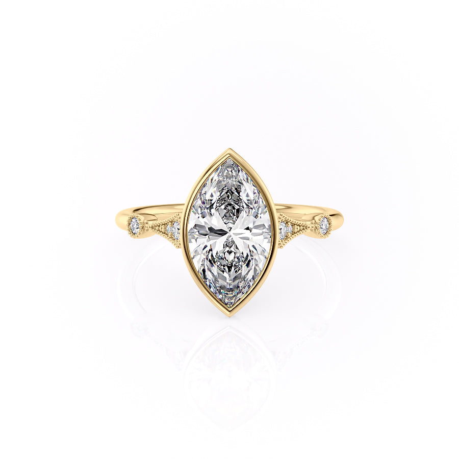 The Bezel Amber Set With A 1.5 Carat Marquise Moissanite