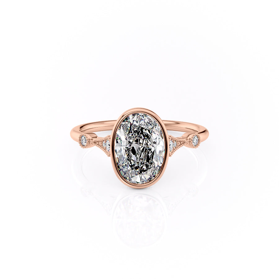The Bezel Amber Set With A 1.5 Carat Oval Moissanite