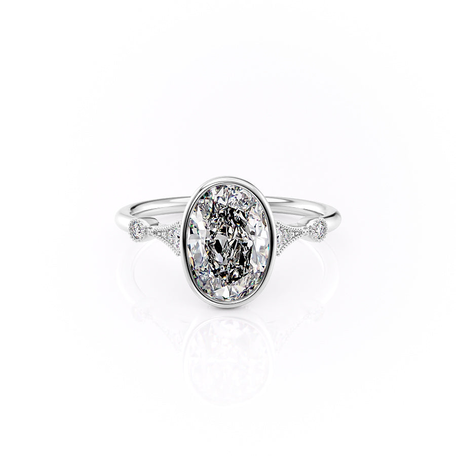 The Bezel Amber Set With A 1.5 Carat Oval Moissanite