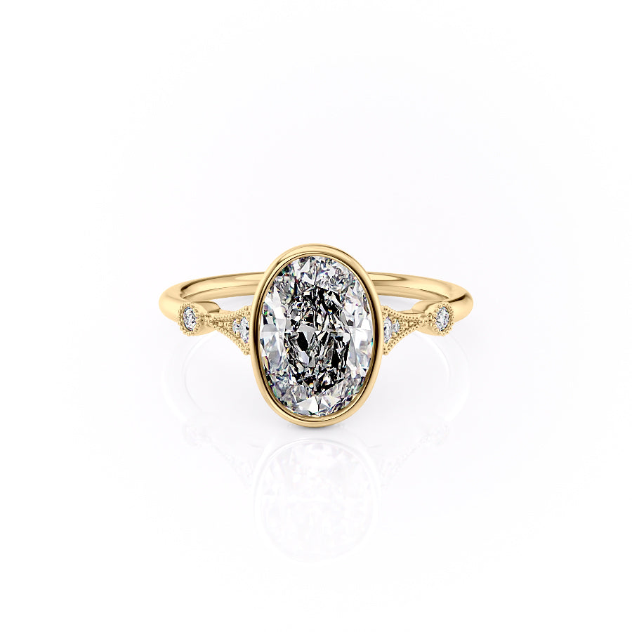 The Bezel Amber Set With A 1.5 Carat Oval Moissanite