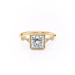 The Bezel Amber Set With A Princess Moissanite