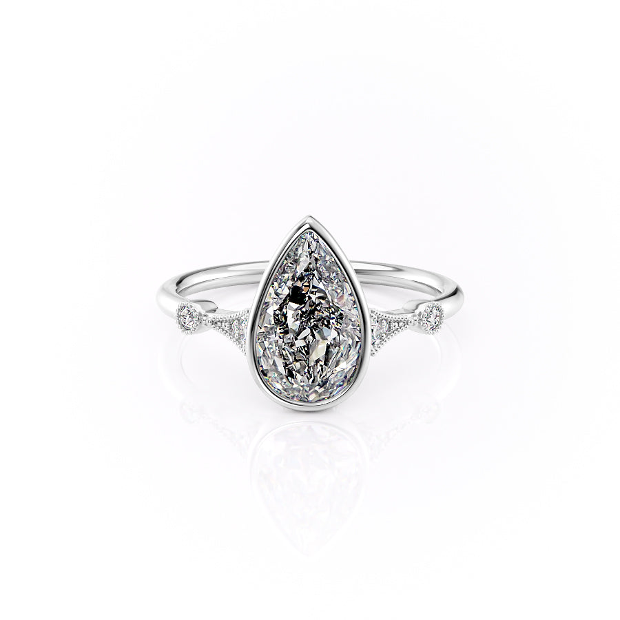 The Bezel Amber Set With A Pear Moissanite