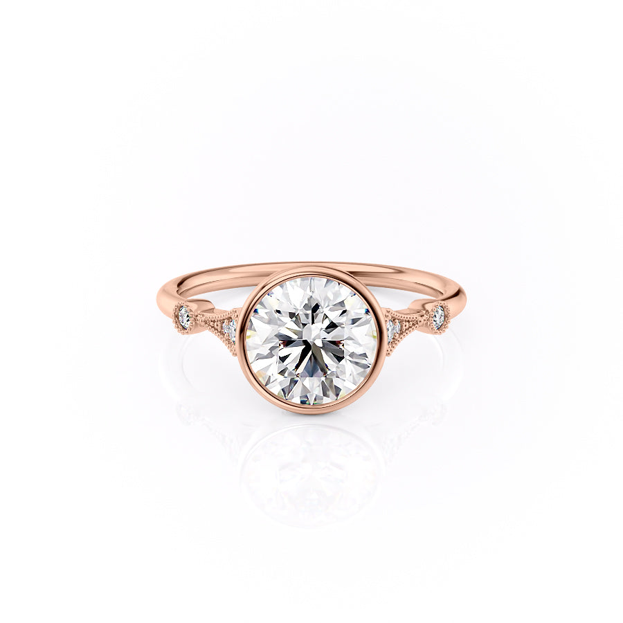 The Bezel Amber Set With A 1 Carat Round Moissanite