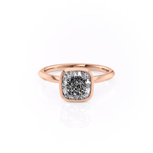 The Razor Bezel Kamellie Set With A 1.5 Carat Cushion Moissanite