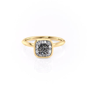 The Razor Bezel Kamellie Set With A 1.5 Carat Cushion Moissanite