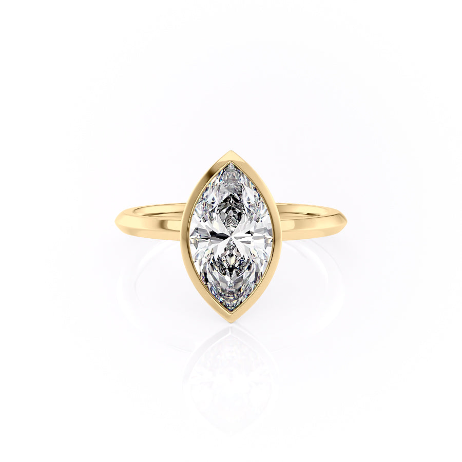 The Razor Bezel Kamellie Set With A 1.5 Carat Marquise Moissanite