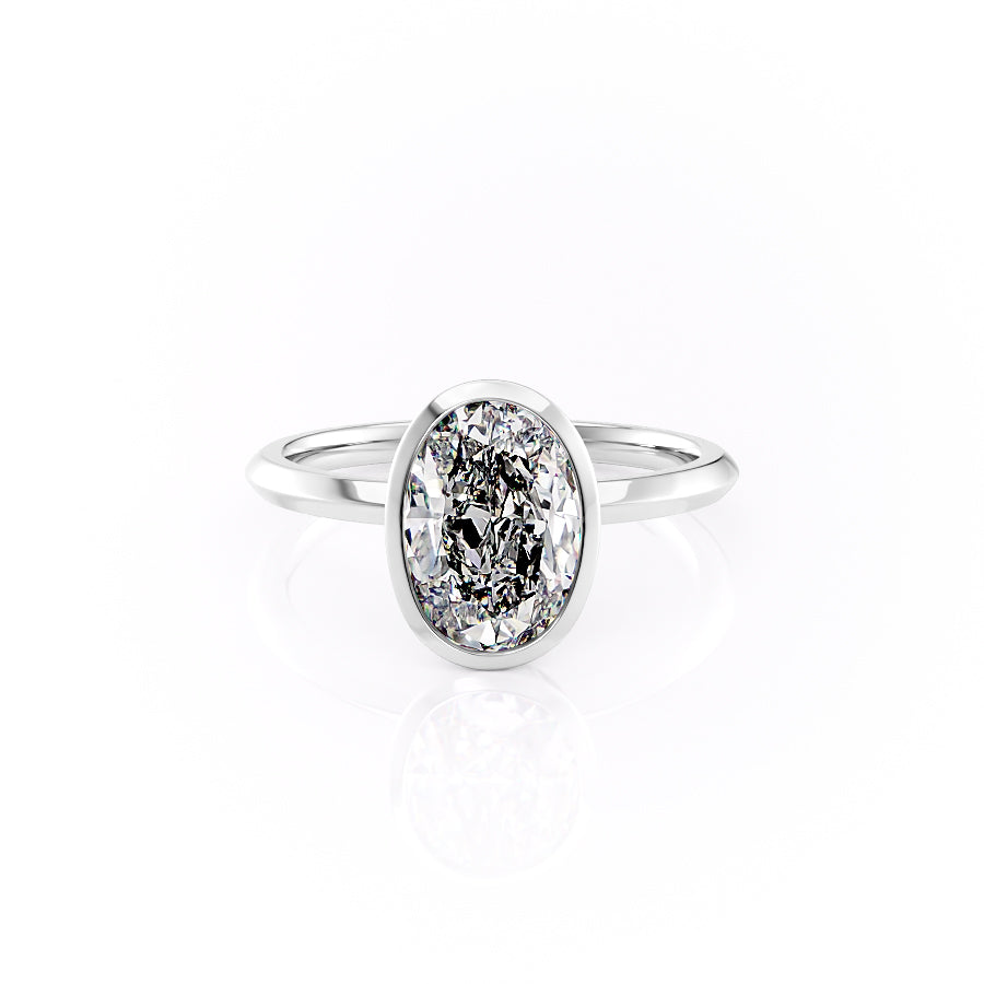 The Razor Bezel Kamellie Set With A 1.5 Carat Oval Moissanite