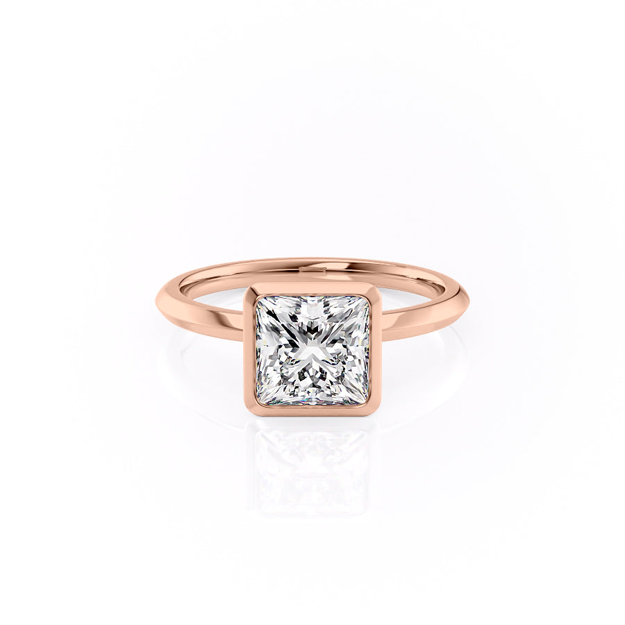The Razor Bezel Kamellie Set With A 1.5 Carat Princess Moissanite