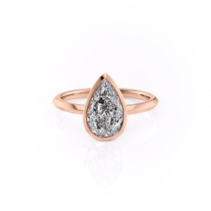 The Razor Bezel Kamellie Set With A 1.5 Carat Pear Moissanite