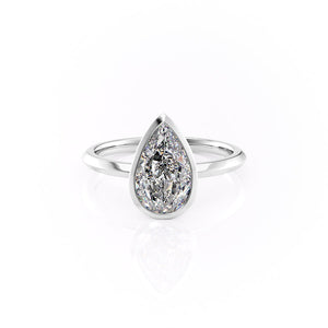 The Razor Bezel Kamellie Set With A 1.5 Carat Pear Moissanite