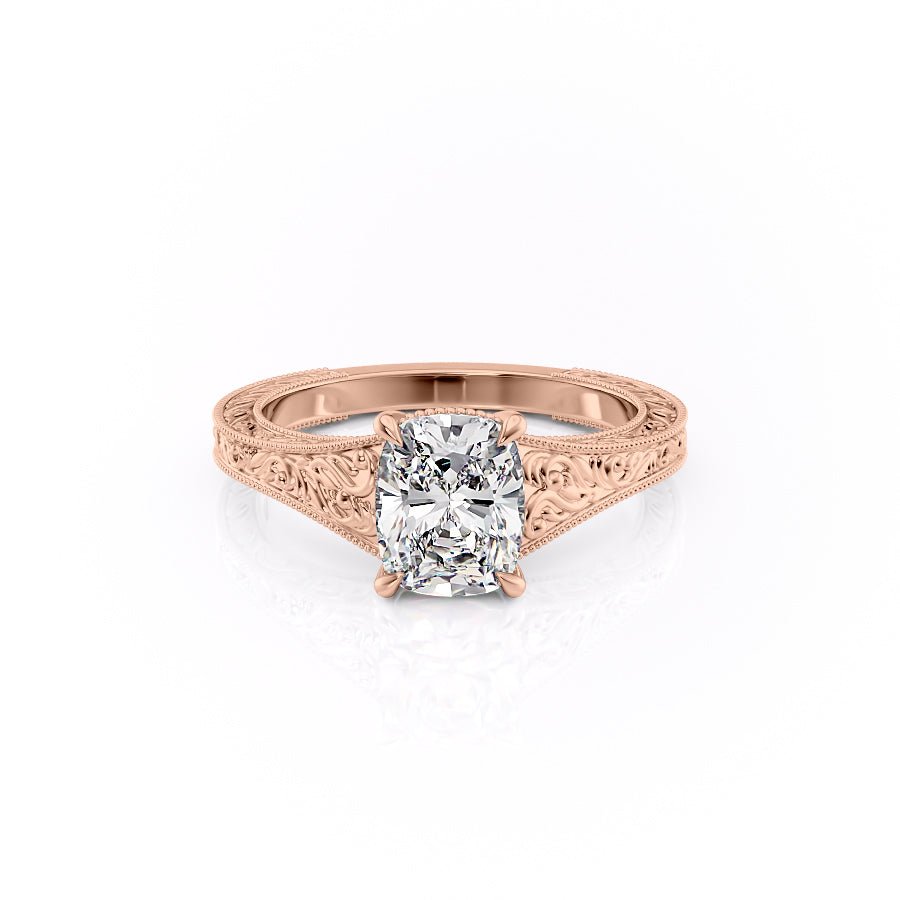 The Florence Set With A 2 Carat Elongated Cushion Moissanite