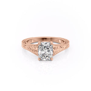 The Florence Set With A 3 Carat Elongated Cushion Moissanite