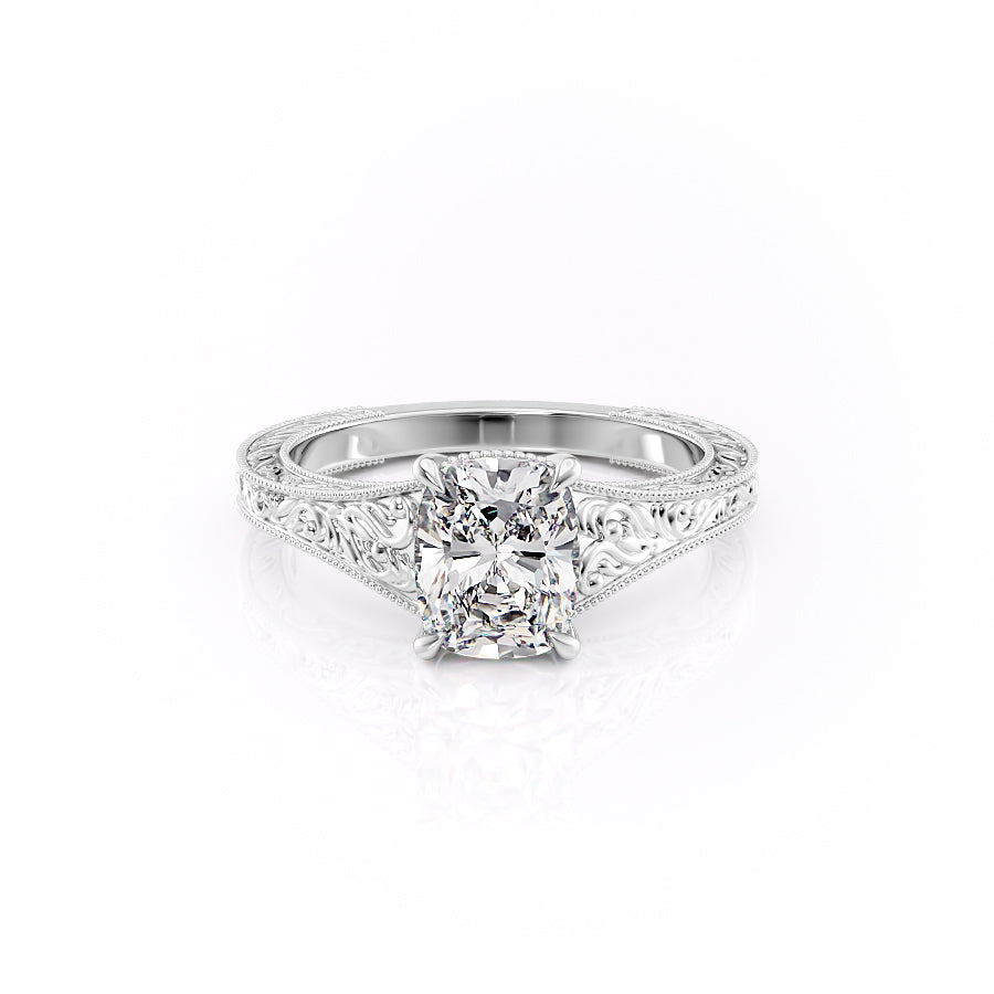 The Florence Set With A 3.5 Carat Elongated Cushion Moissanite