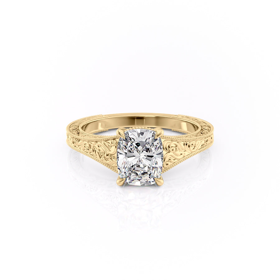 The Florence Set With A 3.5 Carat Elongated Cushion Moissanite