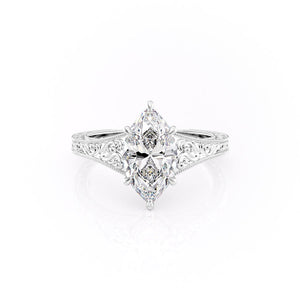 The Florence Set With A 4 Carat Marquise Moissanite