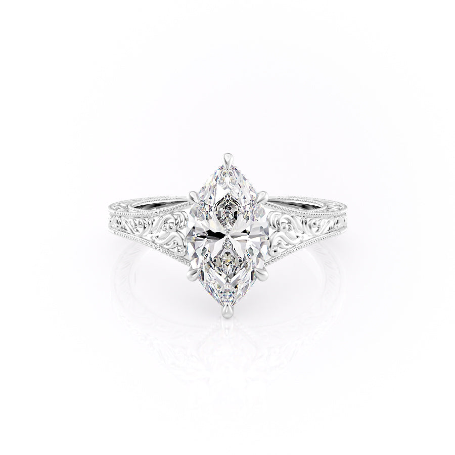 The Florence Set With A 3.5 Carat Marquise Moissanite