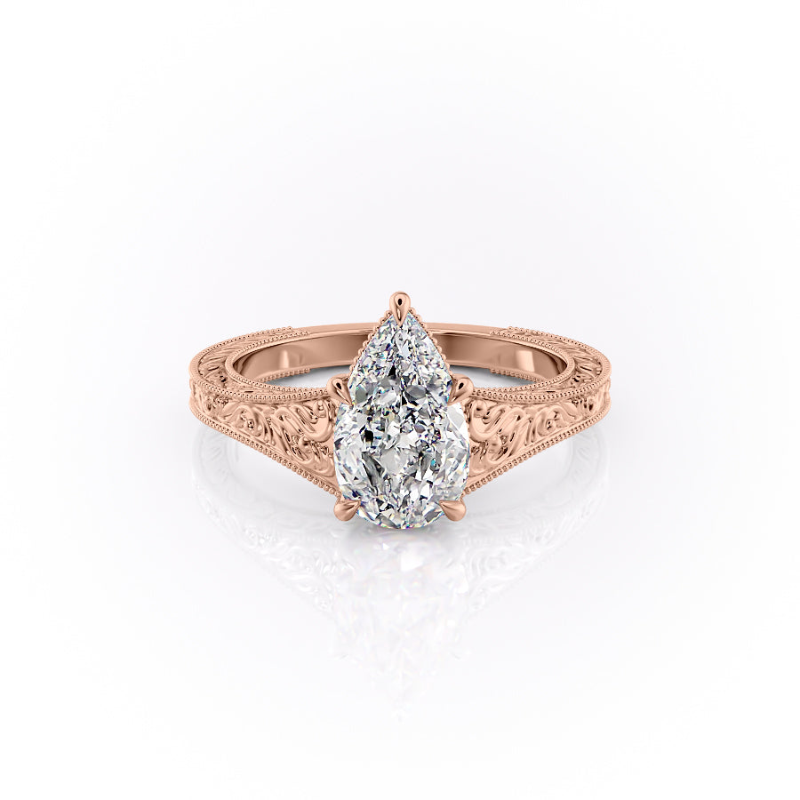 The Florence Set With A 3 Carat Pear Moissanite