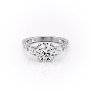 The Three Stone Sierra Set With A 1 Carat Round Moissanite