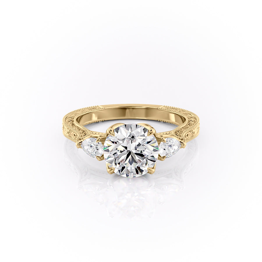 The Three Stone Sierra Set With A 1 Carat Round Moissanite