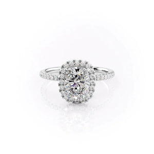 The Lenny Set With A 3 Carat Elongated Cushion Moissanite