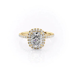 The Lenny Set With A 3 Carat Elongated Cushion Moissanite