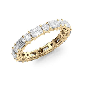 3.3ct Alternating Emerald and Round Basket Eternity