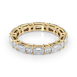 3.3ct Alternating Emerald and Round Basket Eternity