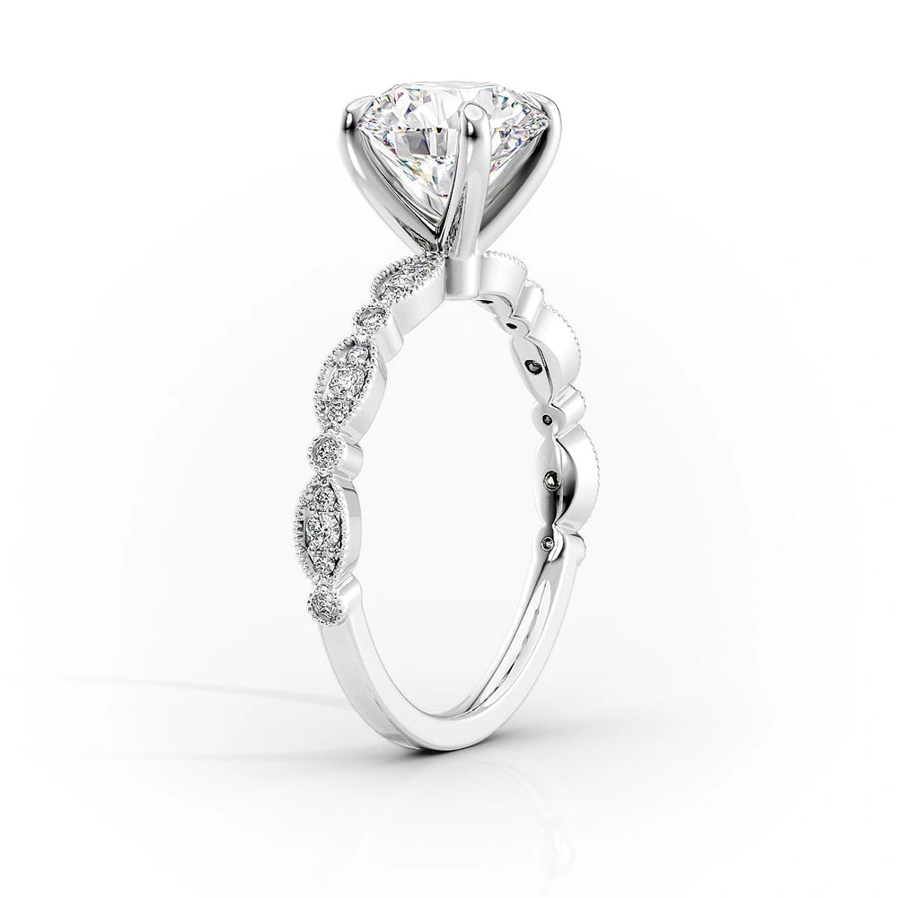 The Jasmine Set With A 3 Carat Elongated Cushion Lab Diamond