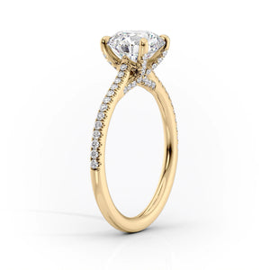 The Pave Claire Set With A 3.5 Carat Emerald Moissanite