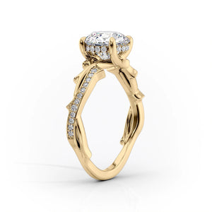 The Pave Twig Set With A 1 Carat Elongated Cushion Lab Diamond