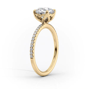The Pave Alison Set With A 3.5 Carat Elongated Cushion Moissanite
